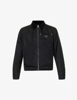Prada Logo-plaque Spread-collar Recycled-polyamide Jacket
