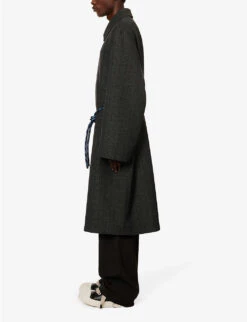 Mac Check-pattern Relaxed-fit Wool-blend Coat -KOOPES Clothing Shop R04186228 BLACK ALT02