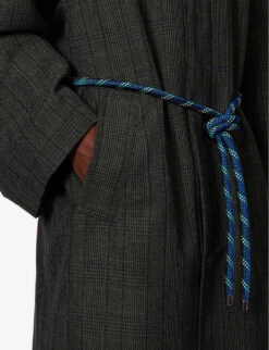 Mac Check-pattern Relaxed-fit Wool-blend Coat -KOOPES Clothing Shop R04186228 BLACK ALT04