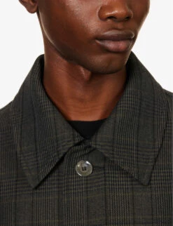 Mac Check-pattern Relaxed-fit Wool-blend Coat -KOOPES Clothing Shop R04186228 BLACK ALT05