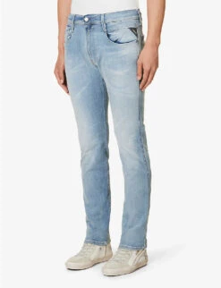 Replay Anbass Hyperflex Tapered-leg Slim-fit Stretch-denim Jeans -KOOPES Clothing Shop R04186397 MEDIUMBLUE ALT02