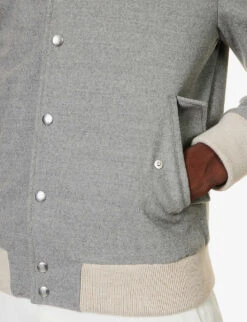 ELEVENTY Varsity Ribbed-trim Regular-fit Wool Jacket -KOOPES Clothing Shop R04187236 DARKGREY ALT04