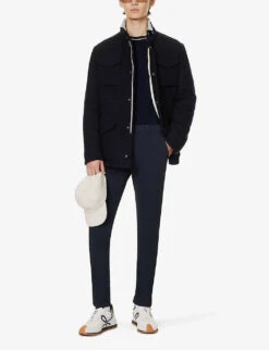 ELEVENTY New Chino Super-soft Regular-fit Stretch Cotton And Cashmere-blend Trousers -KOOPES Clothing Shop R04187267 NAVY ALT01