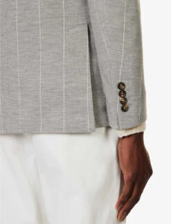 ELEVENTY Striped Single-breasted Cotton-blend Blazer 13 ELEVENTY Striped Single-breasted Cotton-blend Blazer -KOOPES Clothing Shop R04187282 GREY ALT05