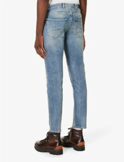 ELEVENTY Faded-wash Slim-fit Tapered-leg Stretch-denim Jeans -KOOPES Clothing Shop R04187299 DENIM ALT03