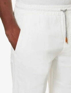 ELEVENTY Drawstring-waistband Tapered-leg Regular-fit Linen Trousers -KOOPES Clothing Shop R04187309 WHITE ALT04