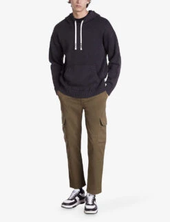 THE KOOPLES Logo-print Long-sleeve Cotton Wool-blend Jumper -KOOPES Clothing Shop R04187710 BLACKWASHED ALT01