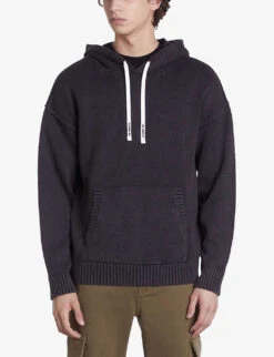 THE KOOPLES Logo-print Long-sleeve Cotton Wool-blend Jumper -KOOPES Clothing Shop R04187710 BLACKWASHED ALT02