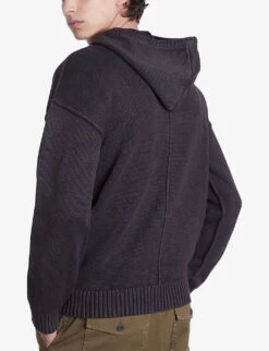 THE KOOPLES Logo-print Long-sleeve Cotton Wool-blend Jumper -KOOPES Clothing Shop R04187710 BLACKWASHED ALT03