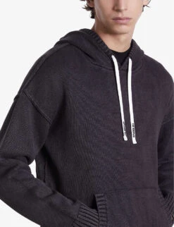 THE KOOPLES Logo-print Long-sleeve Cotton Wool-blend Jumper -KOOPES Clothing Shop R04187710 BLACKWASHED ALT04