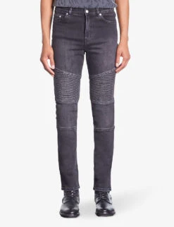 THE KOOPLES Slim-fit Jacron-embossed Stretch-denim Jeans 9 THE KOOPLES Slim-fit Jacron-embossed Stretch-denim Jeans -KOOPES Clothing Shop R04187755 BLACKWASHED ALT02