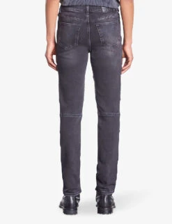 THE KOOPLES Slim-fit Jacron-embossed Stretch-denim Jeans 10 THE KOOPLES Slim-fit Jacron-embossed Stretch-denim Jeans -KOOPES Clothing Shop R04187755 BLACKWASHED ALT03