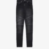 THE KOOPLES Slim-fit Jacron-embossed Stretch-denim Jeans 2 THE KOOPLES Slim-fit Jacron-embossed Stretch-denim Jeans -KOOPES Clothing Shop R04187755 BLACKWASHED M