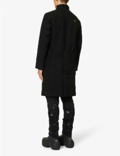 Stand-collar Buttoned-cuff Regular-fit Cotton Coat -KOOPES Clothing Shop R04187914 BLACK ALT03