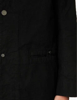 Stand-collar Buttoned-cuff Regular-fit Cotton Coat -KOOPES Clothing Shop R04187914 BLACK ALT05