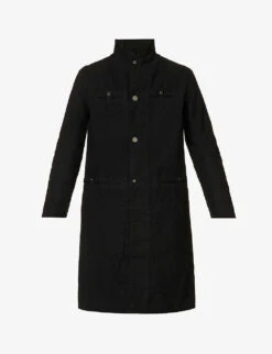 Stand-collar Buttoned-cuff Regular-fit Cotton Coat