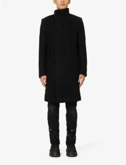 Stand-collar Regular-fit Cashmere Coat -KOOPES Clothing Shop R04187915 BLACK ALT02