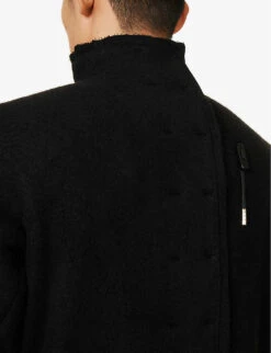 Stand-collar Regular-fit Cashmere Coat -KOOPES Clothing Shop R04187915 BLACK ALT04