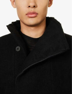 Stand-collar Regular-fit Cashmere Coat -KOOPES Clothing Shop R04187915 BLACK ALT05