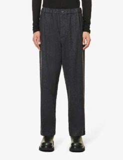 Jil Sander Elasticated-waist Tapered-leg Virgin-wool Trousers -KOOPES Clothing Shop R04187949 LAVASTONE ALT02