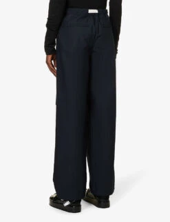 Jil Sander Drawstring-waistband Relaxed-fit Straight-leg Cotton Trousers 10 Jil Sander Drawstring-waistband Relaxed-fit Straight-leg Cotton Trousers -KOOPES Clothing Shop R04187951 MIDNIGHT ALT03