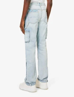 Amiri Bandana Contrast-panel Distressed Straight-leg Jeans -KOOPES Clothing Shop R04188185 STONEINDIGO ALT03