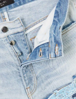 Amiri Bandana Contrast-panel Distressed Straight-leg Jeans -KOOPES Clothing Shop R04188185 STONEINDIGO ALT06