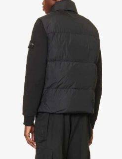 Stone Island Funnel-neck Brand-patch Regular-fit Shell-down Gilet -KOOPES Clothing Shop R04188743 BLACK ALT03