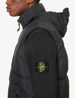 Stone Island Funnel-neck Brand-patch Regular-fit Shell-down Gilet -KOOPES Clothing Shop R04188743 BLACK ALT04