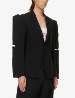 Icarus Padded-shoulder Slim-fit Wool Blazer 10 Icarus Padded-shoulder Slim-fit Wool Blazer -KOOPES Clothing Shop R04190815 BLACK ALT02
