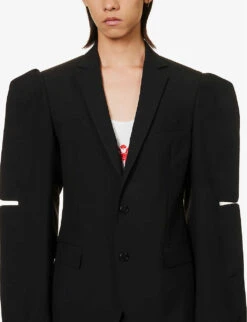 Icarus Padded-shoulder Slim-fit Wool Blazer 12 Icarus Padded-shoulder Slim-fit Wool Blazer -KOOPES Clothing Shop R04190815 BLACK ALT04