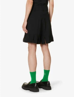 Sun Fringed-cuff Wool Shorts -KOOPES Clothing Shop R04190817 BLACK ALT03