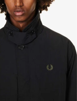 Fred Perry Brand-embroidered Slip-pocket Relaxed-fit Recycled-polyamide Jacket -KOOPES Clothing Shop R04191208 BLACK ALT04
