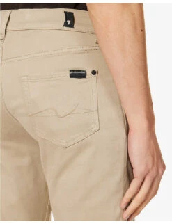 7 For All Mankind Brand-patch Belt-loop Regular-fit Stretch-denim Jeans -KOOPES Clothing Shop R04193317 BEIGE ALT04