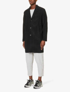 Basic Pleated Regular-fit Knitted Overcoat -KOOPES Clothing Shop R04194062 BLACK ALT02