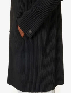 Basic Pleated Regular-fit Knitted Overcoat -KOOPES Clothing Shop R04194062 BLACK ALT04