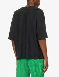 Basic Release Oversized Cotton-jersey T-shirt -KOOPES Clothing Shop R04194073 BLACK ALT03