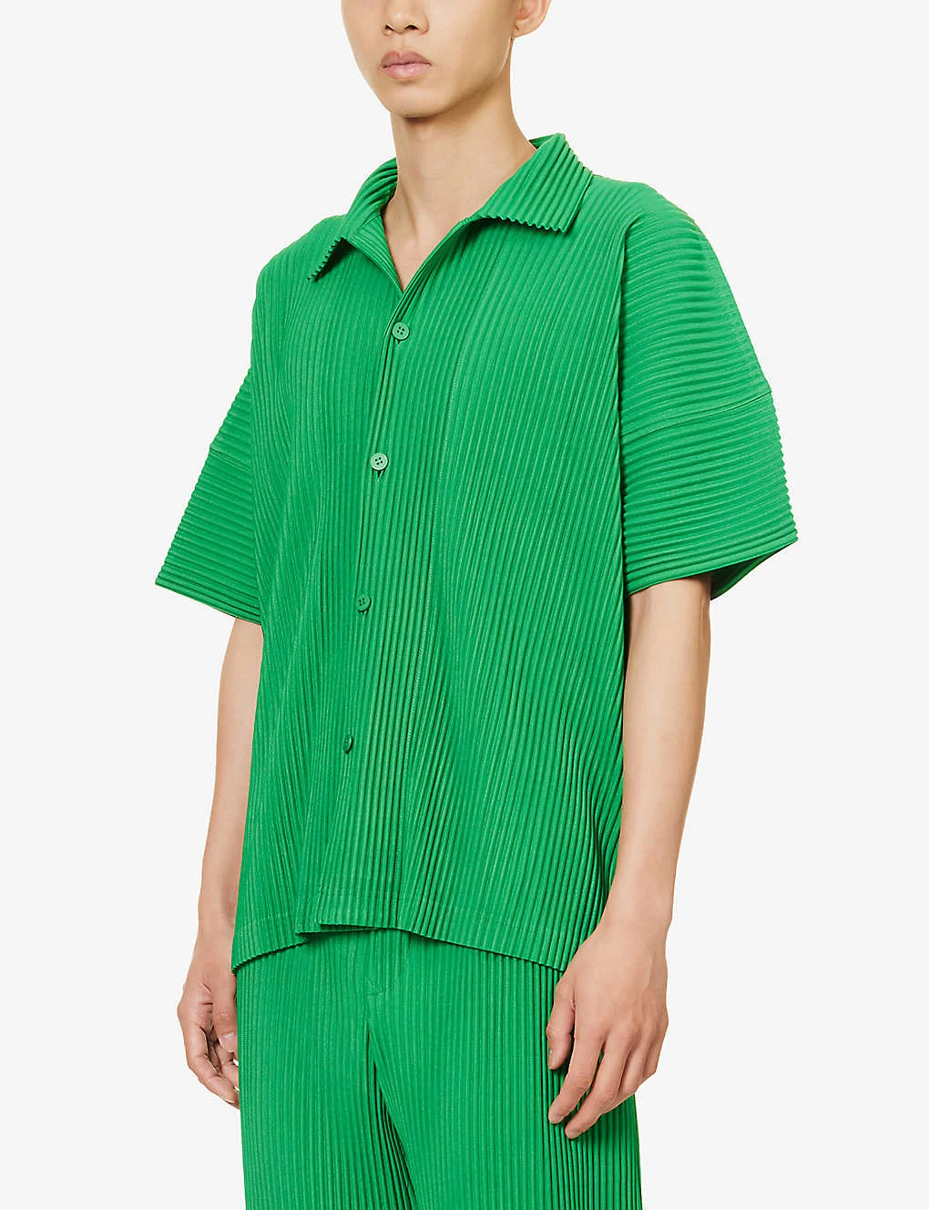 Pleated Boxy-fit Knitted Polo Shirt 5 Pleated Boxy-fit Knitted Polo Shirt - Image 3