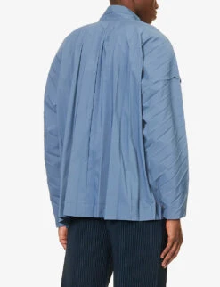 Edge Pleated Long-sleeved Boxy-fit Woven Coat -KOOPES Clothing Shop R04194082 BLUE ALT03