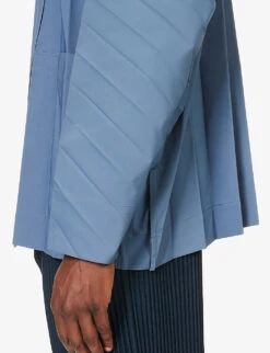 Edge Pleated Long-sleeved Boxy-fit Woven Coat -KOOPES Clothing Shop R04194082 BLUE ALT05
