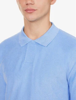 Sunspel Ribbed-trim Cotton-towelling Polo Shirt -KOOPES Clothing Shop R04194509 COOLBLUE ALT04