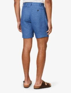 Sunspel Pleated Mid-rise Linen Shorts 10 Sunspel Pleated Mid-rise Linen Shorts -KOOPES Clothing Shop R04194515 BLUEMELANGE ALT03