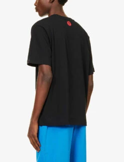 Running Dog Crystal-embellished Cotton-jersey T-shirt -KOOPES Clothing Shop R04194768 BLACK ALT03