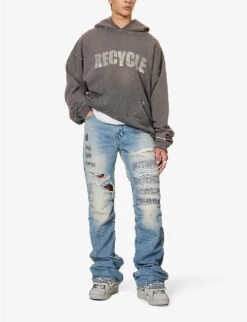 Straight-leg Mid-rise Distressed Jeans -KOOPES Clothing Shop R04194906 REPAIRDENIM ALT01