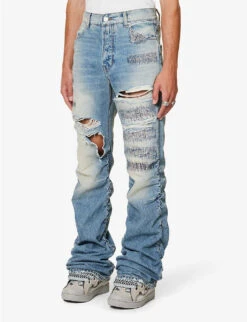 Straight-leg Mid-rise Distressed Jeans -KOOPES Clothing Shop R04194906 REPAIRDENIM ALT02