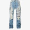 Straight-leg Mid-rise Distressed Jeans