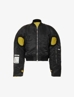 Brand-appliqué Cut-out Relaxed-fit Shell Bomber Jacket