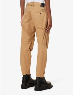 DSQUARED2 Distressed Tapered-leg Cotton-twill Trousers -KOOPES Clothing Shop R04196731 WALNUT ALT03