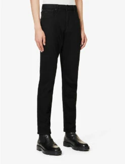 Emporio Armani Brand-embroidered Straight-leg Regular-fit Stretch-denim Jeans -KOOPES Clothing Shop R04197003 RICEABLACK ALT02