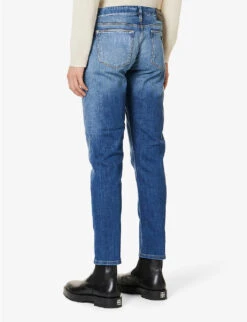 Emporio Armani Brand-plaque Straight-leg Stretch-denim Jeans -KOOPES Clothing Shop R04197005 DENIMBLUMD ALT03